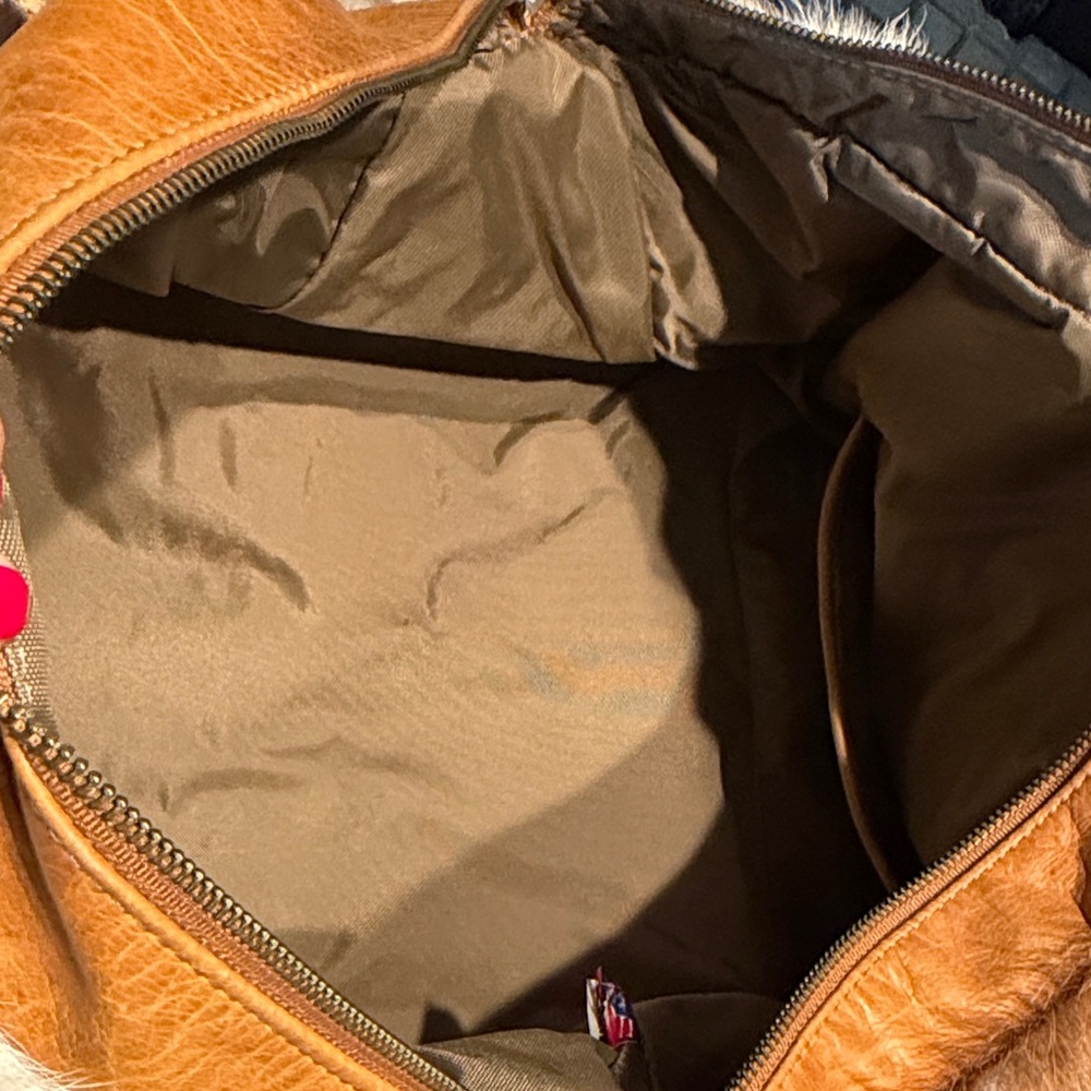 Tan Leather & Haircalf Travel Duffel Bag - Picture 3 of 5